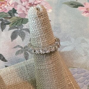 CZ Princess Cut Eternity Band Ring SZ 5 3/4 Josie Park Lane Jewelry Silver Tone